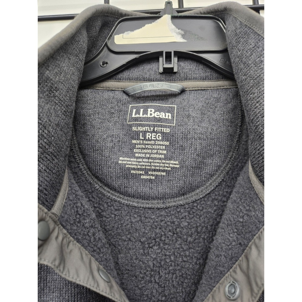 LL Bean Men's Sweater Fleece Pullover Charcoal Size L Slightly Fitted - Picture 3 of 13